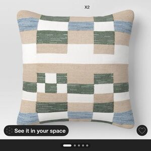 Threshold Geometric Pattern Throw Pillow - Green, Blue, Tan